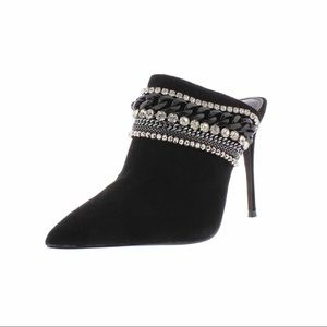 Embellished Suede High Heel Mules